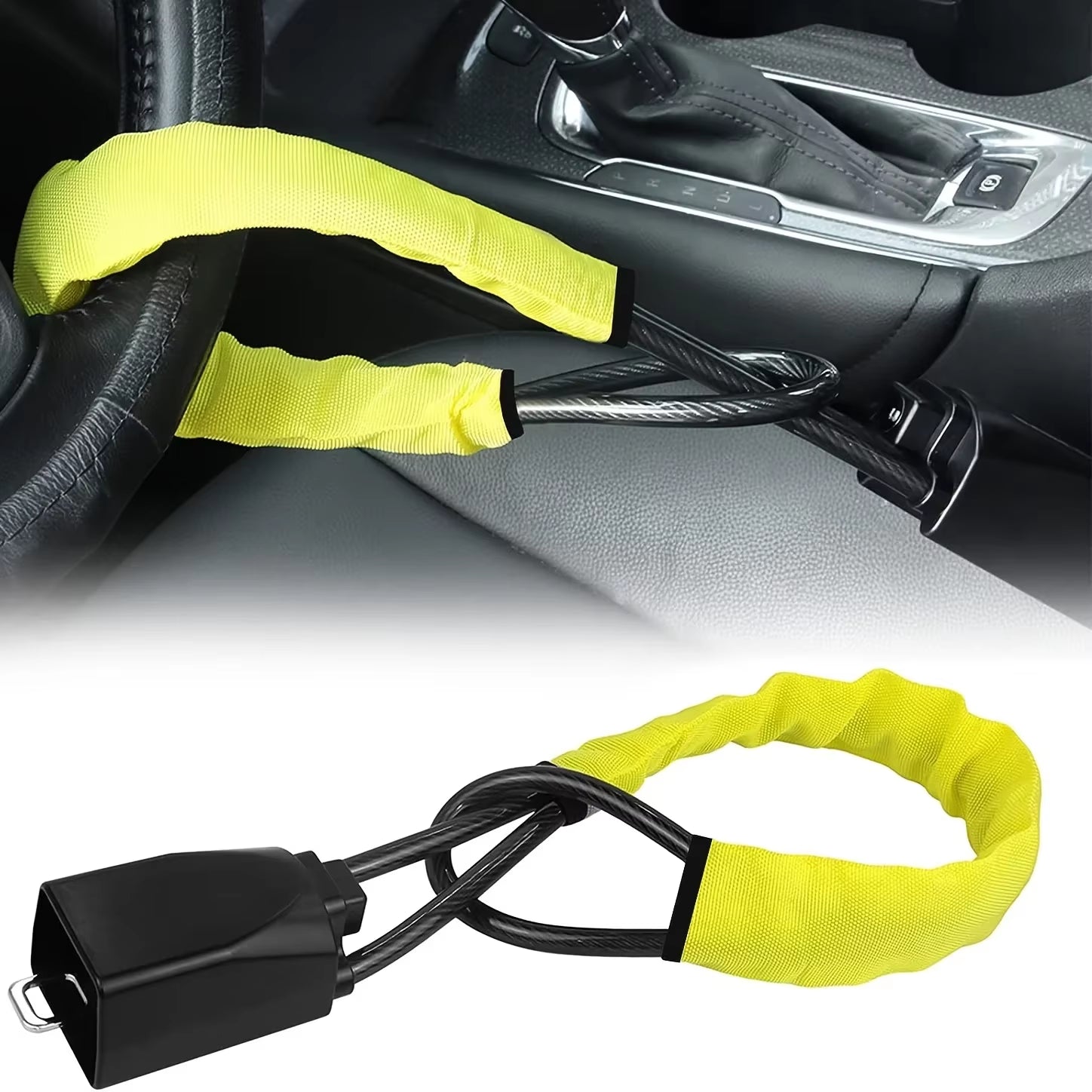 All-In-One Universal Anti-Theft Device for Car Steering Wheel, Safety Belt Buckle, Steel Cable, Steel Wire Rope and More